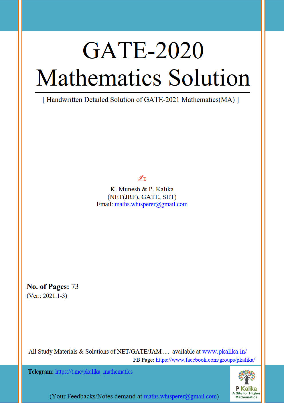 GATE 2020 Solution (Kalika)73Pages