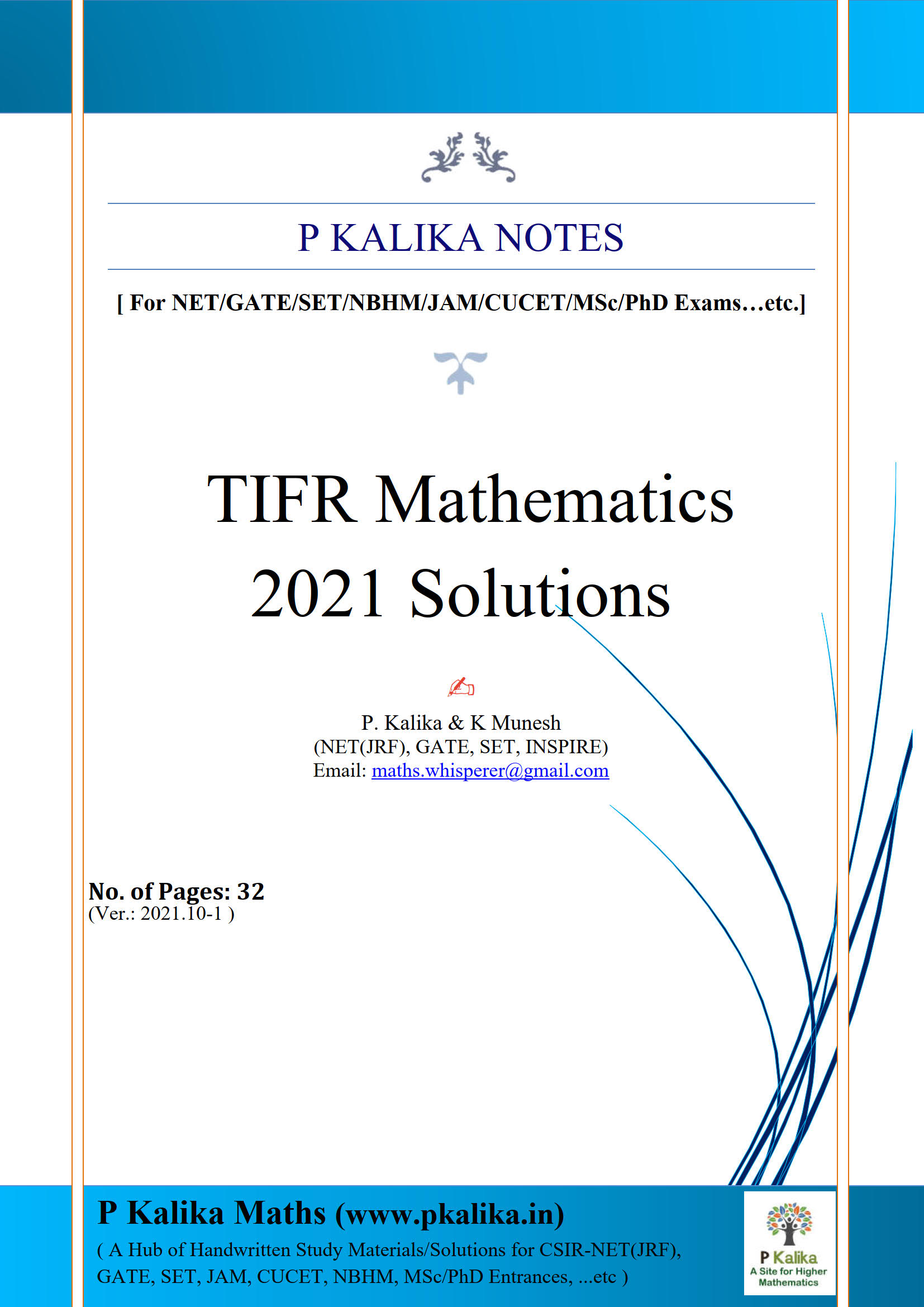 TIFR 2021 Solution (Kalika)32Pages