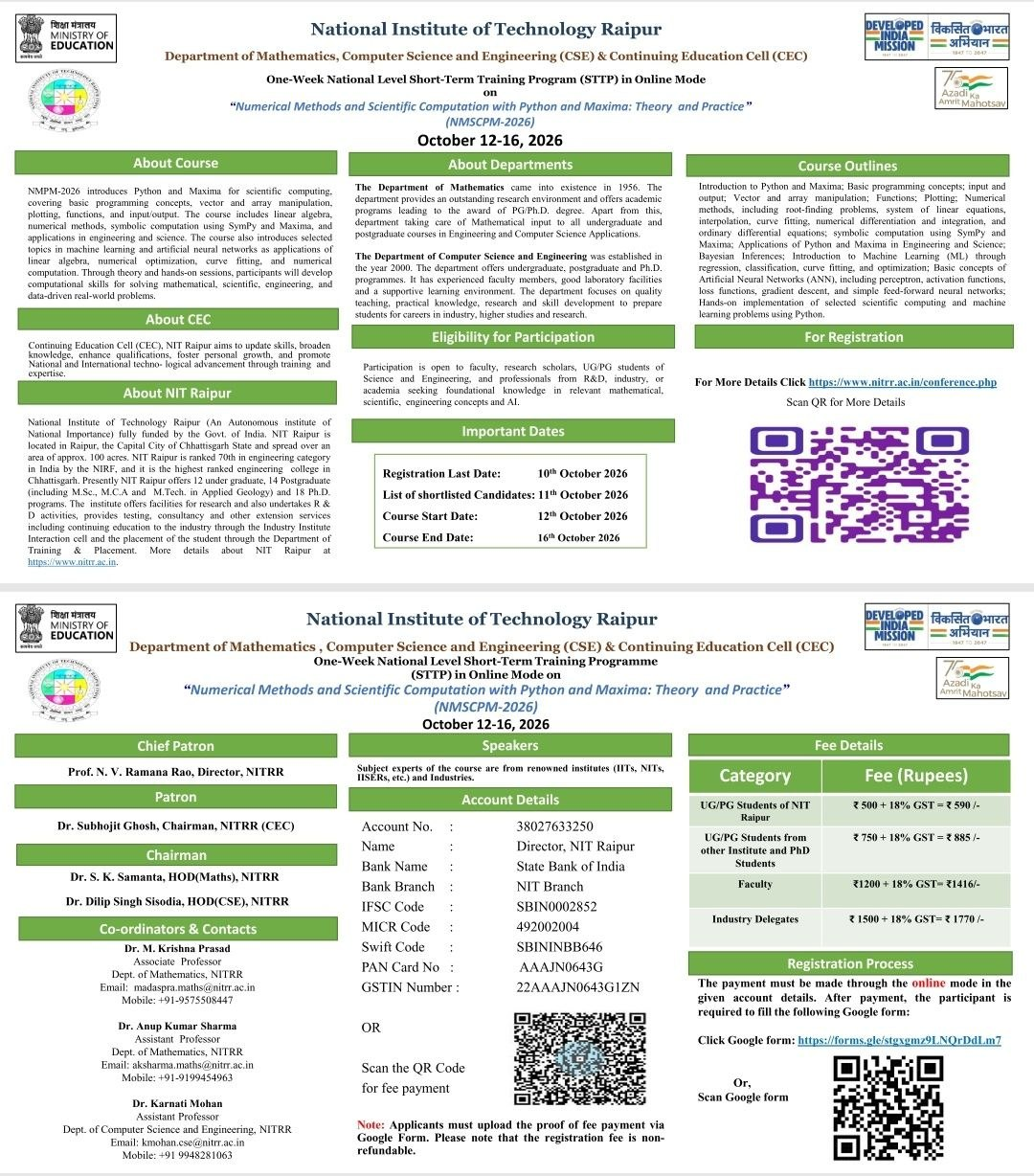 Workshops/Conferences in Mathematics